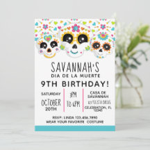 Sugar Skull Dia de La Muerte Halloween Birthday