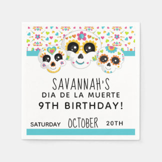 Sugar Skull Dia de La Muerte Halloween Birthday Napkin