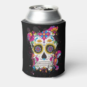 Sugar skull dia de los muertos can cooler