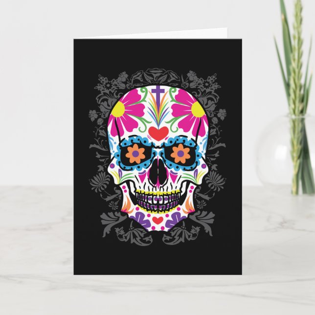 Sugar Skull Dia De Los Muertos Card (Front)