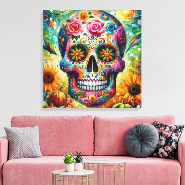 Sugar Skull Dia De Los Muertos Day of the Dead Canvas Print (Insitu(LivingRoom))