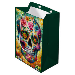 Sugar Skull Dia De Los Muertos Day of the Dead Medium Gift Bag
