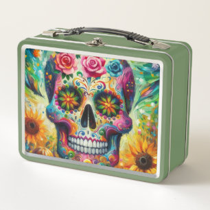 Sugar Skull Dia De Los Muertos Day of the Dead Metal Lunch Box