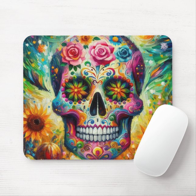 Sugar Skull Dia De Los Muertos Day of the Dead Mouse Pad (With Mouse)