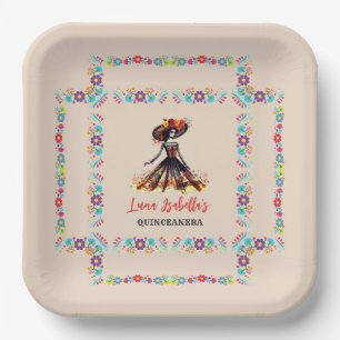 Sugar Skull Dia de los Muertos Day of the Dead Paper Plate