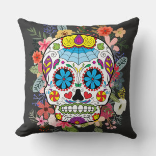 Sugar Skull Dia De Los Muertos Day of the Dead Throw Pillow