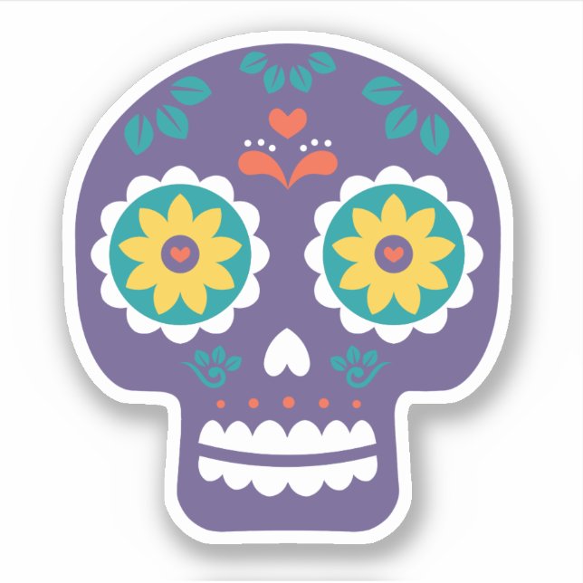 Sugar Skull Día de Los Muertos Sticker (Front)