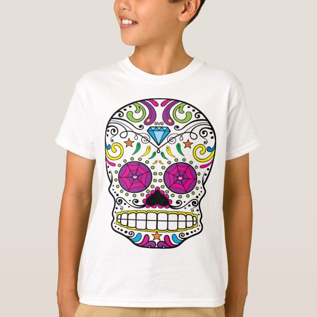 Sugar Skull Dia Des Los Muertos Styled Apparel T-Shirt (Front)