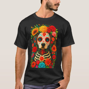 Sugar Skull Dog Dia De Muertos Halloween Day Of T-Shirt
