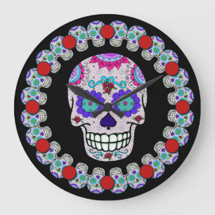 Sugar Skull, DOTD Round (Large) Wall Clock
