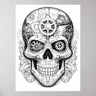 Sugar Skull Drawing Art for Kids + Adults Poster