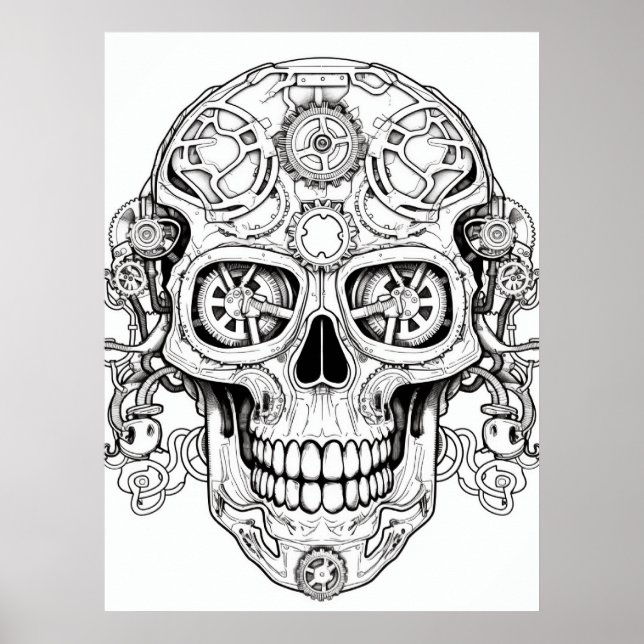 Sugar Skull Drawing Art for Kids + Adults Wall Poster (Front)