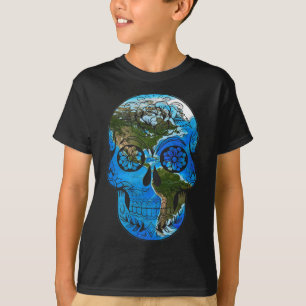 Sugar Skull Earth Day - Day Of The Dead Earth  T-Shirt