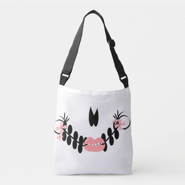Sugar Skull Face Lips Halloween Pattern Crossbody Bag (Front)