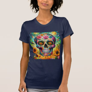 Sugar Skull Floral Roses Sunflower Personalized T-Shirt
