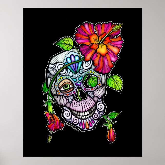 SUGAR SKULL & FLOWER 16"X20" POSTER (Front)