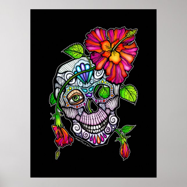 SUGAR SKULL & FLOWER 18"X24" POSTER (Front)