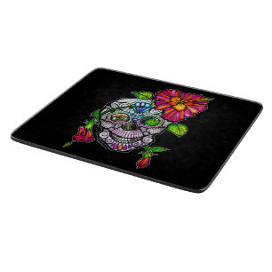 SUGAR SKULL & FLOWER CUTTING BOARD