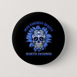 Sugar Skull Flower Dead Pancreas Society Diabetes  2 Inch Round Button