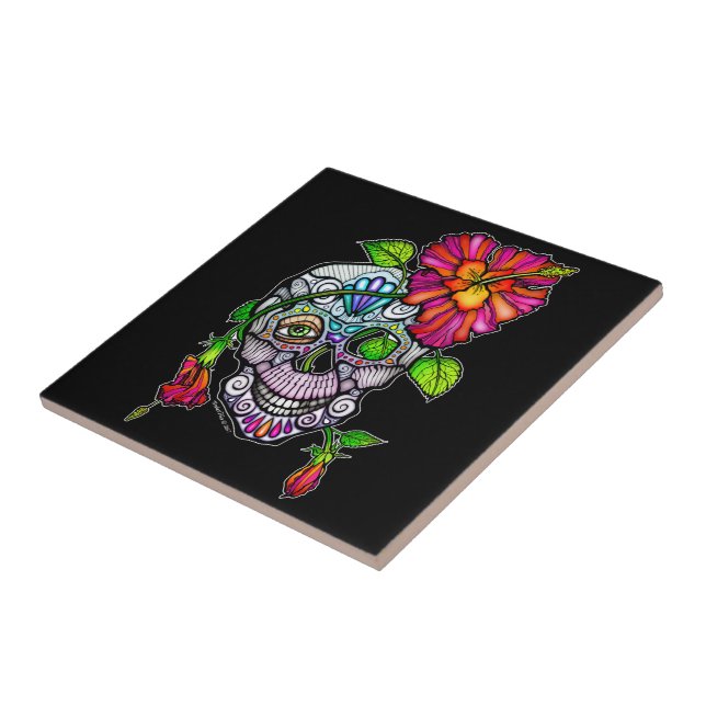 SUGAR SKULL & FLOWER TILE (Side)