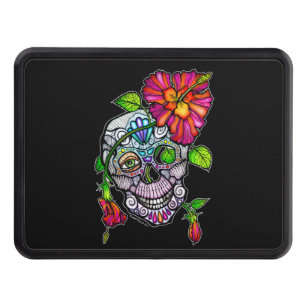 SUGAR SKULL & FLOWER TRAILER HITCH COVER