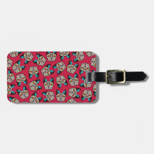 Sugar Skull Frenchie - Pink Luggage Tag