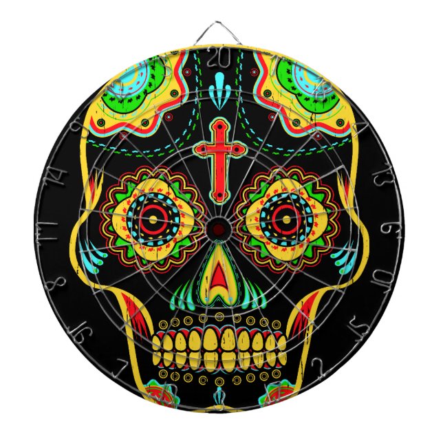 Sugar skull full colour dartboard (Front)