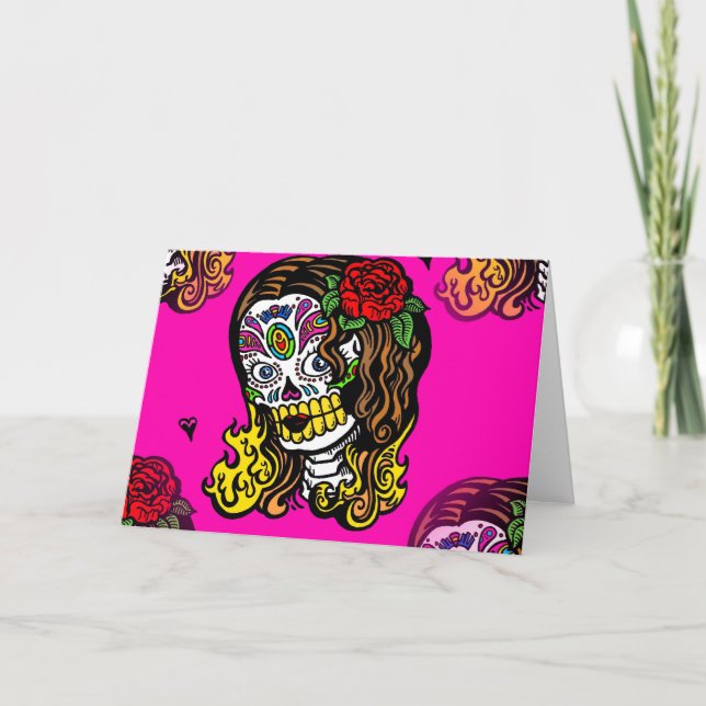 sugar skull girl card (Front)