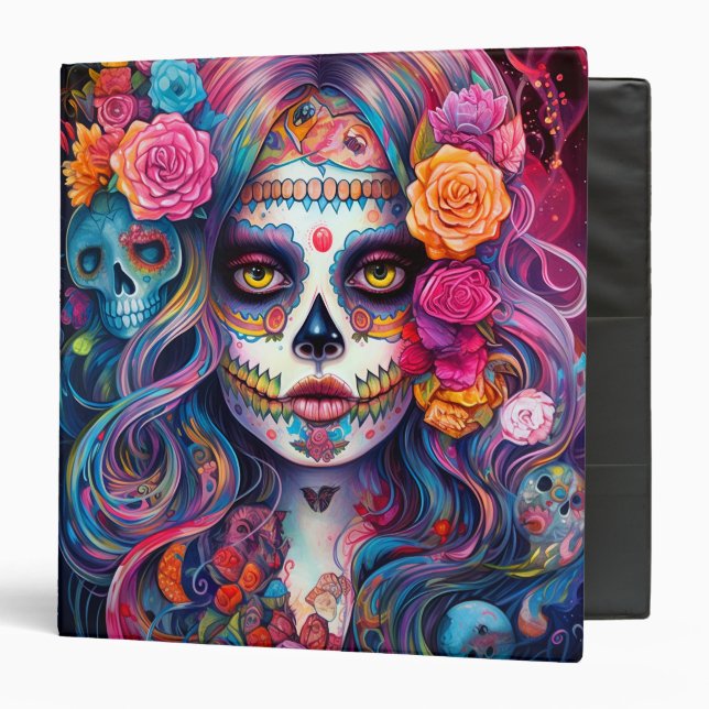 Sugar Skull Girl Day Of The Dead Binder (Front/Inside)