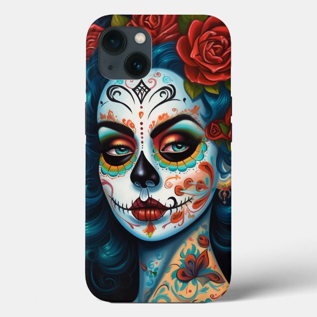 Sugar Skull Girl Day Of The Dead Case-Mate iPhone Case (Back)