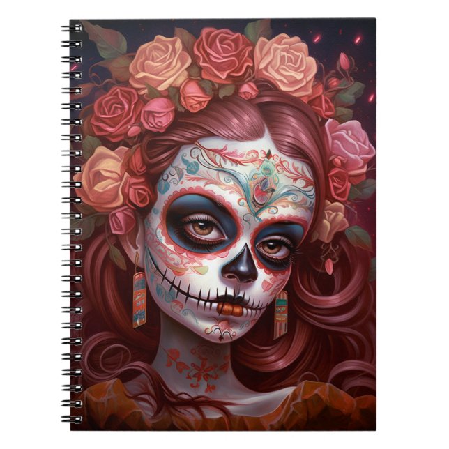 Sugar Skull Girl Day Of The Dead Notebook (Front)