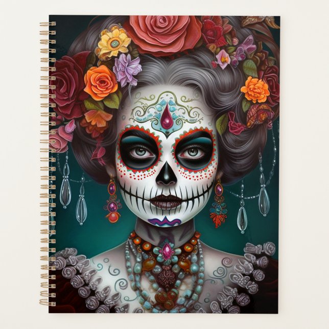 Sugar Skull Girl Day Of The Dead Planner (Front)