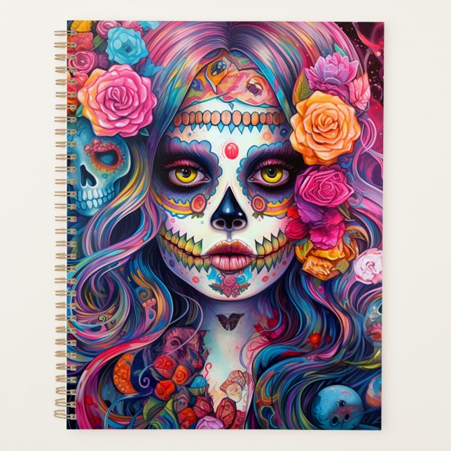Sugar Skull Girl Day Of The Dead Planner (Front)