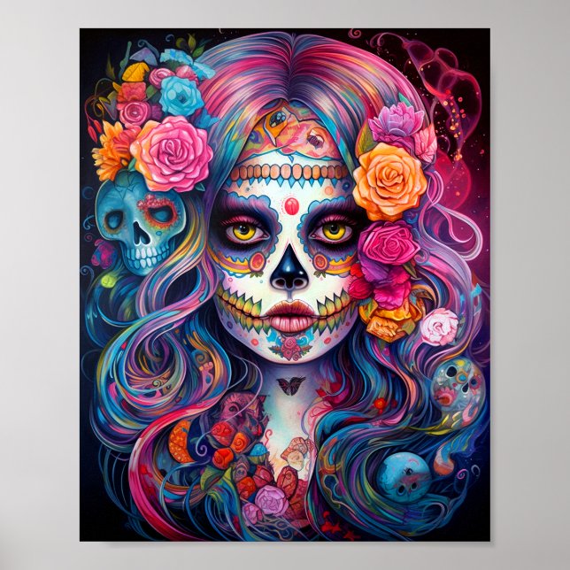 Sugar Skull Girl Day Of The Dead Poster (Front)