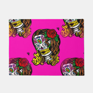 sugar skull girl door mat doormat