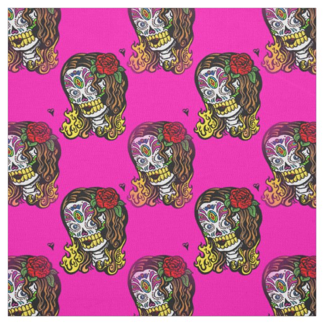sugar skull girl fabric (Swatch)