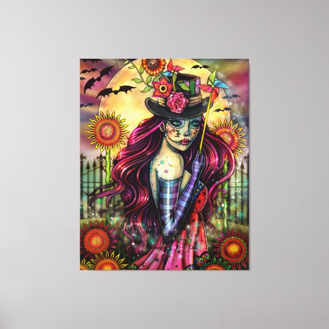 Sugar Skull Girl Fantasy Art by Molly Harrison Canvas Print (Front)