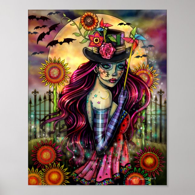 Sugar Skull Girl Fantasy Art by Molly Harrison Poster (Front)