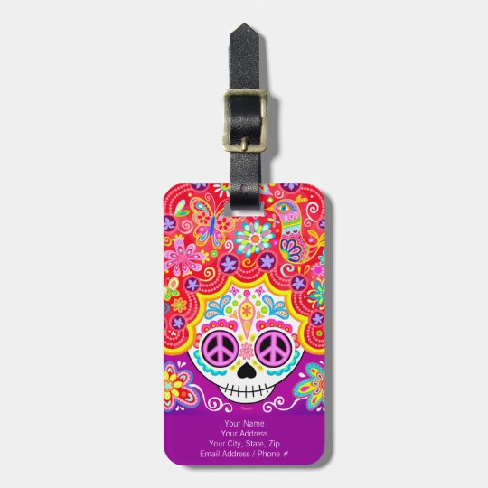 Sugar Skull Girl Luggage Tag - Customize it!