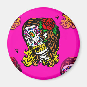 sugar skull girl magnet