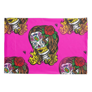 sugar skull girl pillow case pillowcase