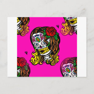 sugar skull girl postcard
