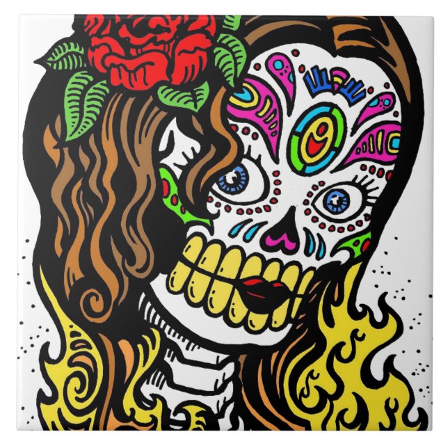 Sugar Skull Girl Tile (Front)
