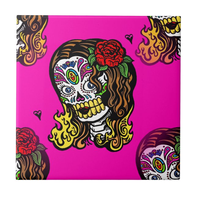 sugar skull girl tile (Front)