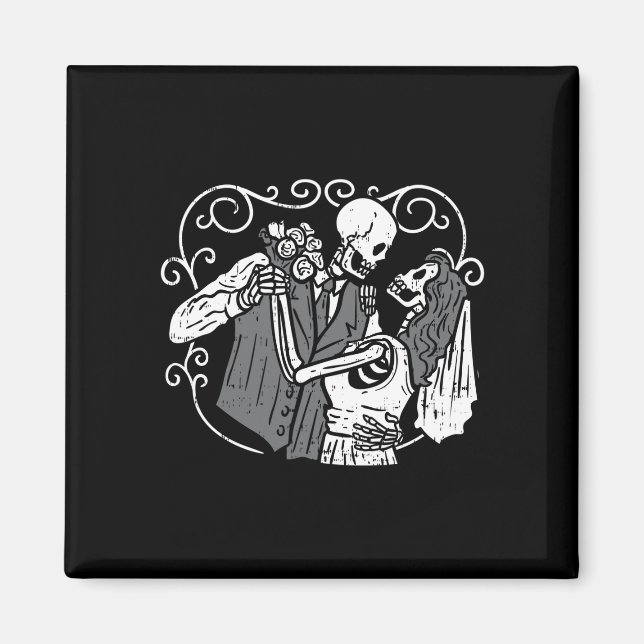Sugar skull groom bride funny dia muertos magnet (Front)