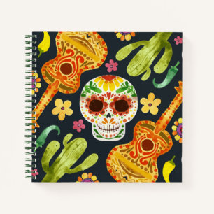 Sugar Skull & Guitars Dia de Muertos   Notebook