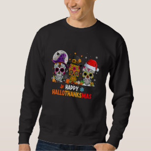 Sugar Skull Hallothanksmas Halloween Thanksgiving Sweatshirt
