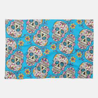 Sugar Skull Halloween Blue Kitchen Towel