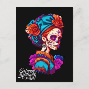 Sugar Skull Halloween, Dia de los Muertos Postcard