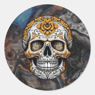 Sugar Skull Halloween Día de Muertos  Classic Round Sticker